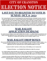 Voter Registration Deadline: Oct. 6, 2024